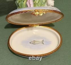 Limoges France Hinged Trinket Artoria Limoges Peint Main Flamingo SIGNED