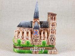 Limoges France Hinged Trinket Box Rochard Notre Dame Cathedral Church, Paris