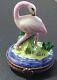 Limoges France Hinged Trinket Limoges Peint Main P. V. Flamingo