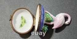 Limoges France Hinged Trinket Limoges Peint Main P. V. Flamingo