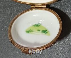 Limoges France Hinged Trinket Limoges Peint Main P. V. Flamingo