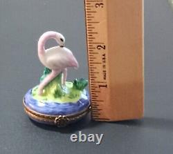 Limoges France Hinged Trinket Limoges Peint Main P. V. Flamingo