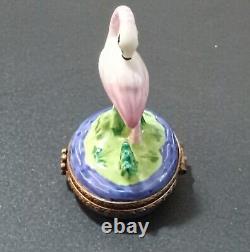 Limoges France Hinged Trinket Limoges Peint Main P. V. Flamingo