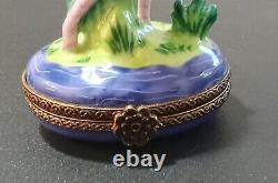 Limoges France Hinged Trinket Limoges Peint Main P. V. Flamingo