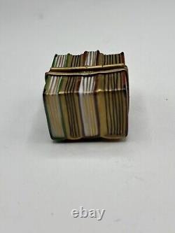 Limoges France LEATHER BOUND BOOK STACK Peint Main Hand Painted Trinket Box