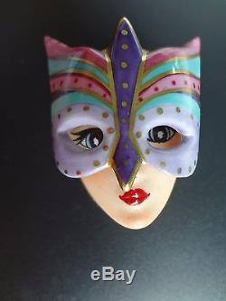 Limoges France Lady Face Trinket Box Rochard Hand Painted Masquerade Egg Mask