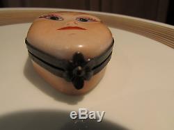Limoges France Lady Face Trinket Box Signed Rochard Hand Painted Rare Old