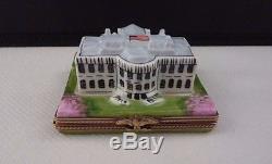 Limoges France MARQUISE DE POMPADOUR Trinket Box THE WHITE HOUSE Peint Main