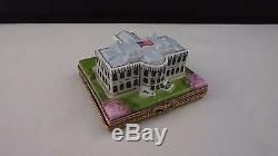 Limoges France MARQUISE DE POMPADOUR Trinket Box THE WHITE HOUSE Peint Main