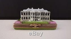 Limoges France MARQUISE DE POMPADOUR Trinket Box THE WHITE HOUSE Peint Main