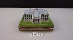 Limoges France MARQUISE DE POMPADOUR Trinket Box THE WHITE HOUSE Peint Main