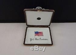 Limoges France MARQUISE DE POMPADOUR Trinket Box THE WHITE HOUSE Peint Main