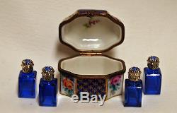 Limoges France Marque Deposee Porcelain Trinket Box French 4 Perfume Bottles