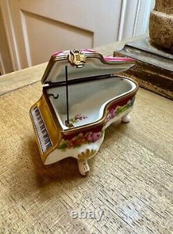 Limoges France Marque Deposee Rehausse Main 2000 Porcelain Piano Trinket Box