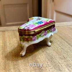 Limoges France Marque Deposee Rehausse Main 2000 Porcelain Piano Trinket Box