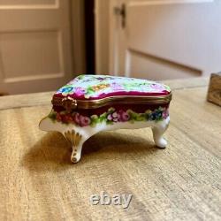 Limoges France Marque Deposee Rehausse Main 2000 Porcelain Piano Trinket Box