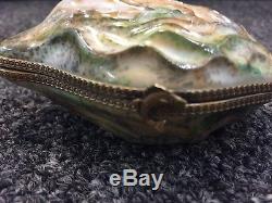 Limoges France Oyster Shell With Pearl Inside Trinket Box By Chanville