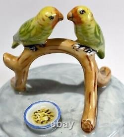 Limoges France Parrots on a Branch Trinket Box Astoria Peint Main