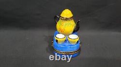 Limoges France Parry Vielle trinket box, Teapot with Two Cups