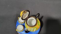 Limoges France Parry Vielle trinket box, Teapot with Two Cups