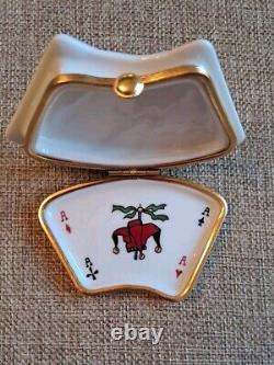 Limoges France Peint Main 42/500 Trinket Box Cards Royal Flush Artist Signed