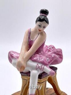 Limoges France Peint Main Ballerina with Slippers Trinket Box