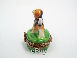 Limoges France Peint Main Beagle Puppy Dog Trinket Box, Limited Edition #285/300