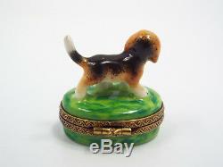 Limoges France Peint Main Beagle Puppy Dog Trinket Box, Limited Edition #285/300