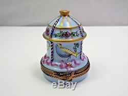 Limoges France Peint Main Bird Cage with Bird Inside Trinket Box, #290/300