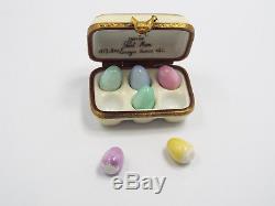 Limoges France Peint Main Carton of Eggs with Easter Eggs Trinket Box, #119/300