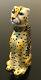 Limoges France Peint Main Chamart Cheetah Cat With Chain Collar Trinket Box Mint