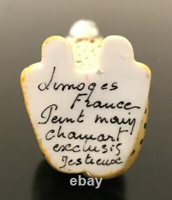 Limoges France Peint Main Chamart CHEETAH CAT WITH CHAIN COLLAR Trinket Box Mint