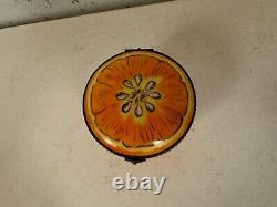 Limoges France Peint Main Chamart Exclusive Trinket Box Orange Fruit