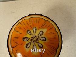 Limoges France Peint Main Chamart Exclusive Trinket Box Orange Fruit