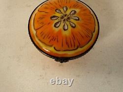 Limoges France Peint Main Chamart Exclusive Trinket Box Orange Fruit