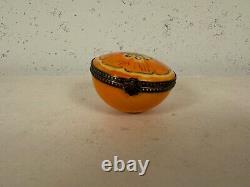 Limoges France Peint Main Chamart Exclusive Trinket Box Orange Fruit