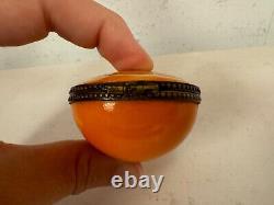 Limoges France Peint Main Chamart Exclusive Trinket Box Orange Fruit