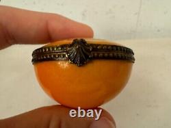 Limoges France Peint Main Chamart Exclusive Trinket Box Orange Fruit