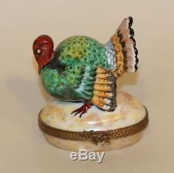 Limoges France Peint Main Chanille Trinket Box Thanksgiving Turkey in Box