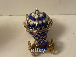 Limoges France Peint Main Cinderella Carriage Trinket Box Jeweled Slipper NIBox