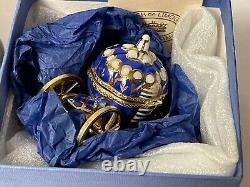 Limoges France Peint Main Cinderella Carriage Trinket Box Jeweled Slipper NIBox
