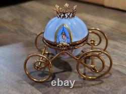 Limoges France Peint Main Cinderella Pumpkin Magic Coach Blue Trinket Box, Shoe