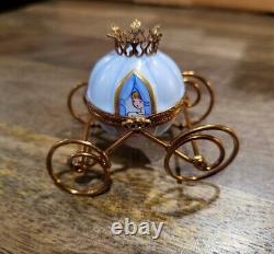 Limoges France Peint Main Cinderella Pumpkin Magic Coach Blue Trinket Box, Shoe