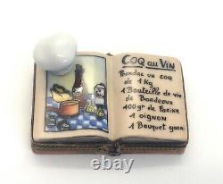 Limoges France Peint Main Cookbook with Chef Hat Trinket Box