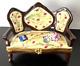 Limoges France Peint Main Doll House Settee Sofa Couch Trinket Box Furniture