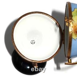 Limoges, France Peint Main Eagle Clasp World Globe Trinket Box, 2 1/4 x 3 1/4