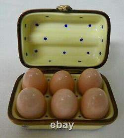 Limoges France Peint Main Egg Carton Box Jumbo Fresh Eggs Eximious