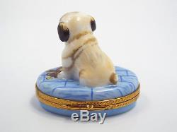 Limoges France Peint Main English Bulldog Dog Trinket Box, Limited Ed #62/750