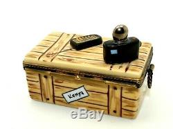 Limoges France Peint Main Eximious Travel Trunk Chest Camera & Phone Trinket Box