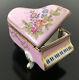 Limoges France Peint Main Grand Piano Trinket Box Pink Gold
